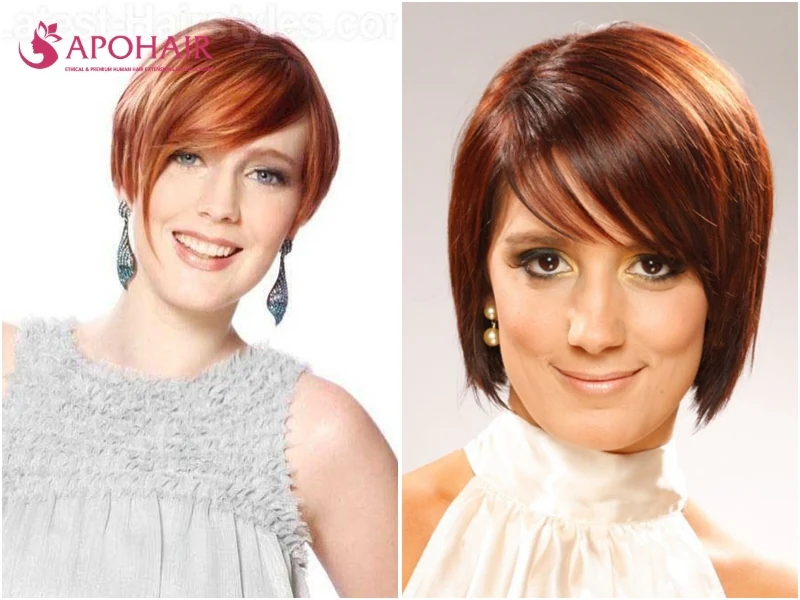 Graduated bob with cheekbone volume and a side-swept fringe sweeping into it