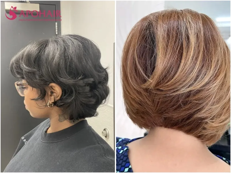 Two graduated bobs with lifted napes and angled front lengths
