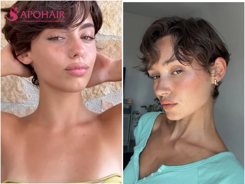 Grown-out pixie with chin-level ends for a diamond face shape