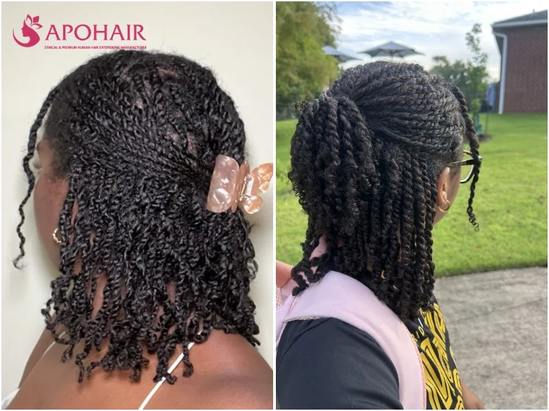 Half-up twists with the top section gathered and the rest hanging free