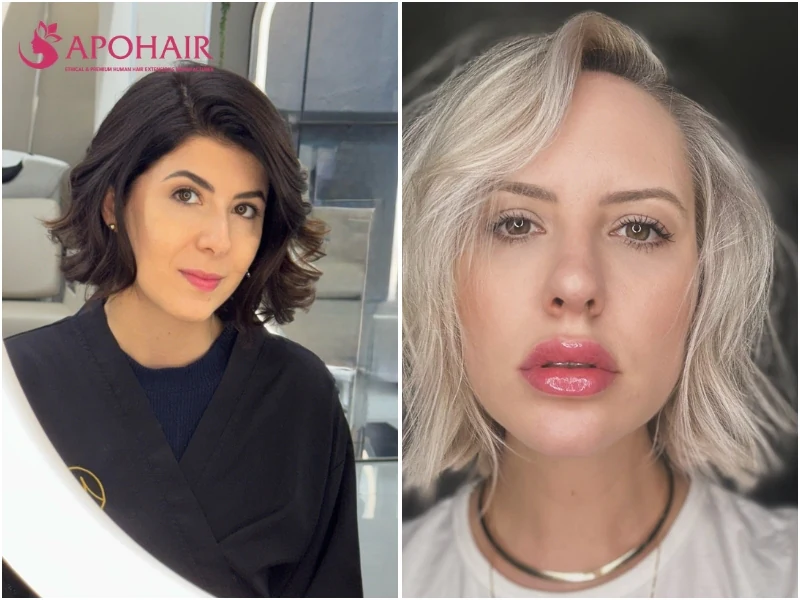 Italian bob with a heavy perimeter and soft rounded volume at the sides