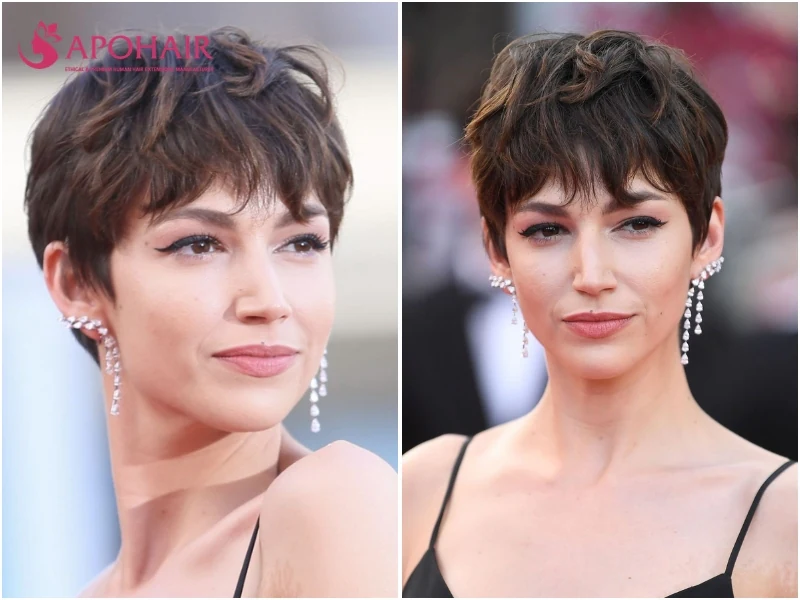 Úrsula Corberó's layered feathered pixie for a diamond face shape