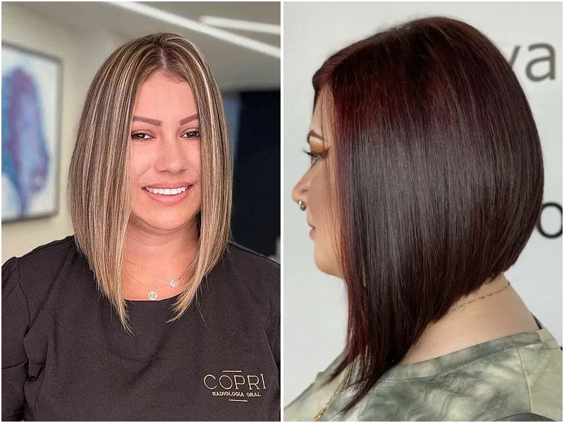 Two long inverted bobs with stacked backs and below-chin fronts