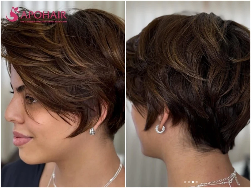Long pixie with several inches on top falling softly over the ears