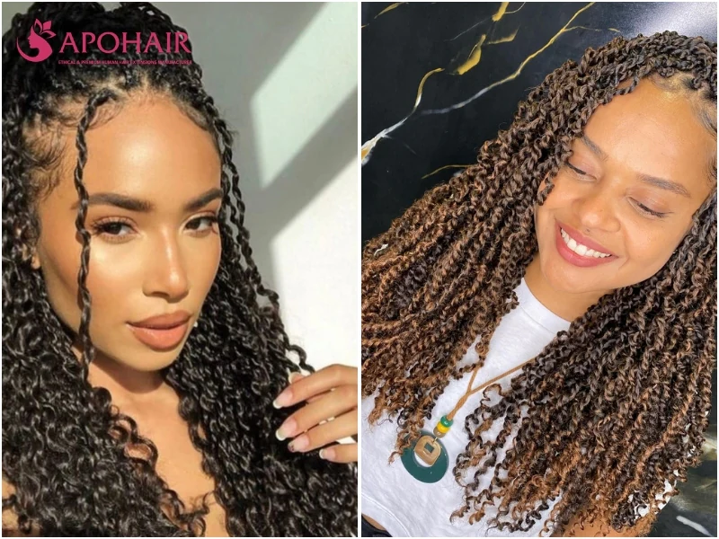 Passion twists with a soft, wavy bohemian curl pattern