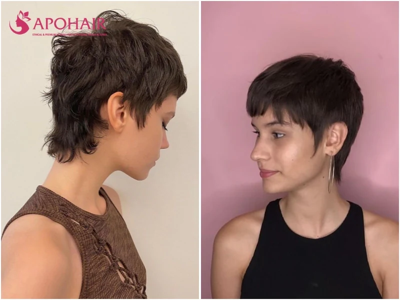 Pixie mullet for a diamond face shape