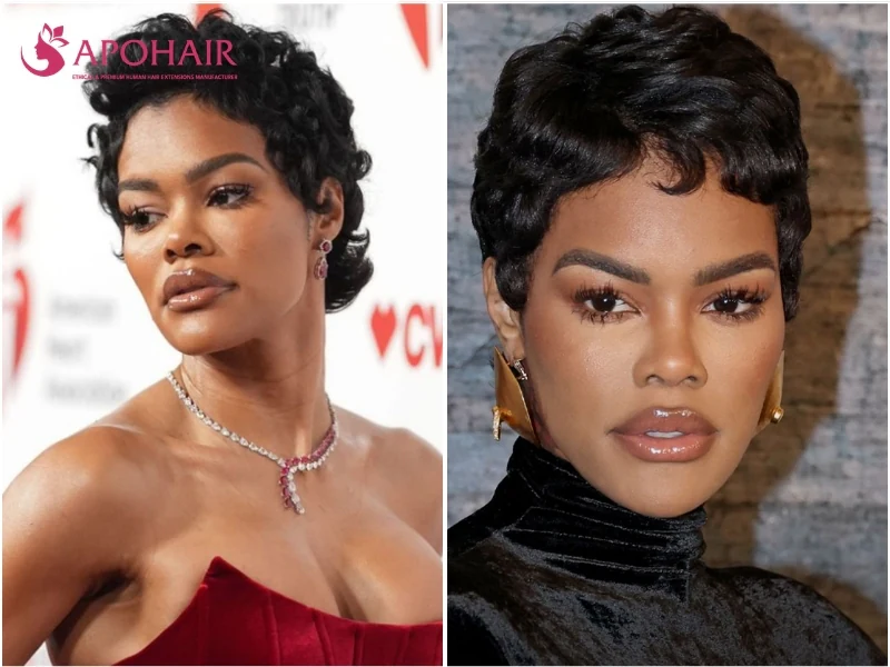 Teyana Taylor's pixie with volume on top for a diamond face shape