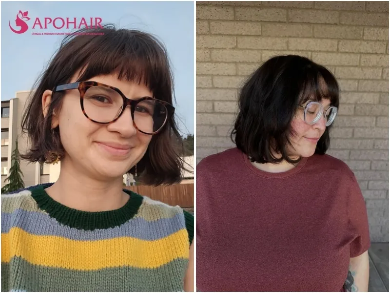 Two short bobs with light, see-through wispy fringes