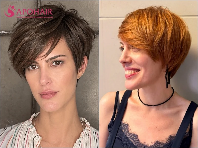 Side-swept pixie with wide sides covering the ears