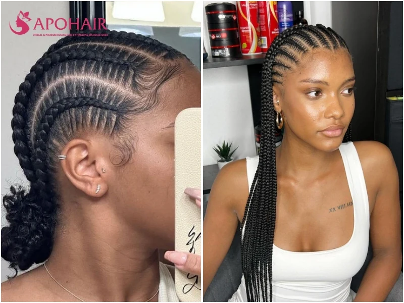 Stitch cornrows with small evenly spaced segments along each row