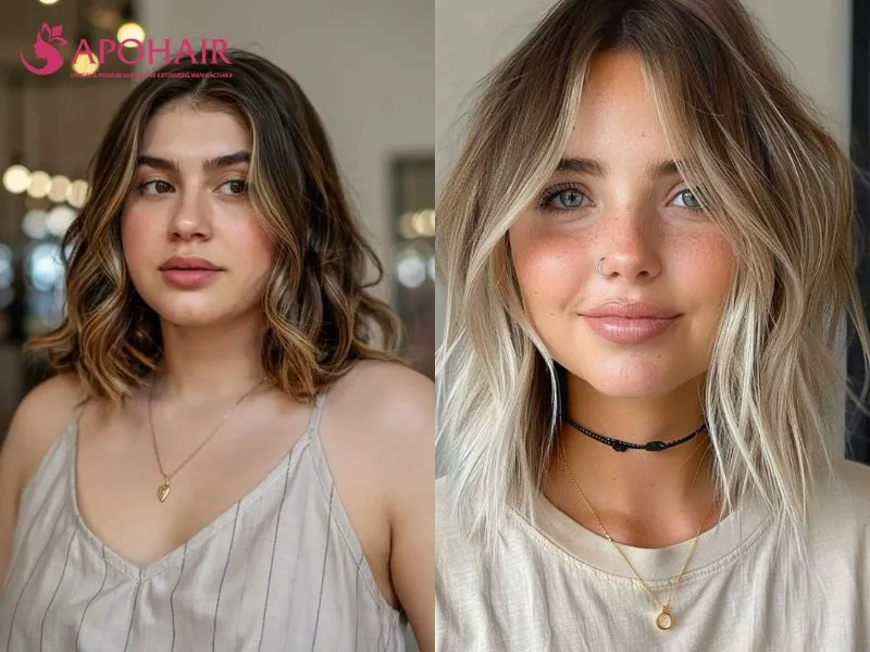 Textured lob ending at the collarbone with a structured perimeter