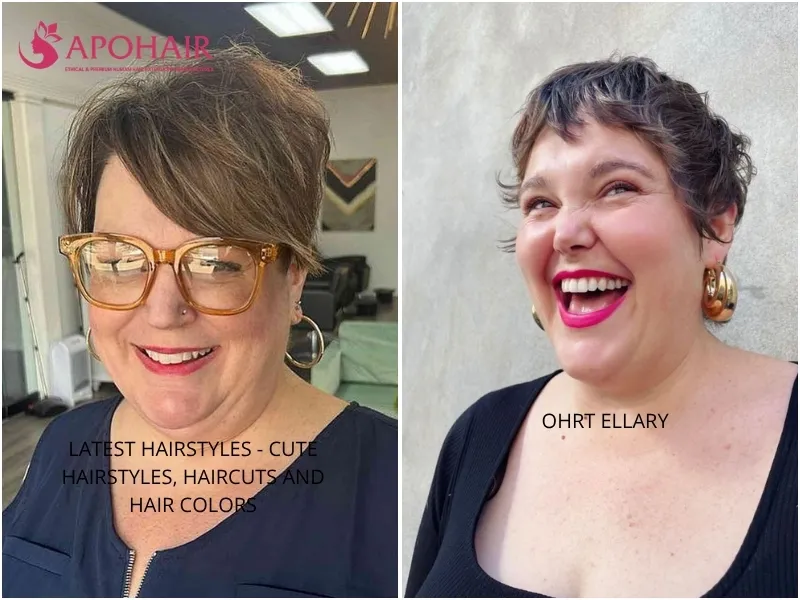 Two textured pixie cuts with lifted crowns and closely cropped sides