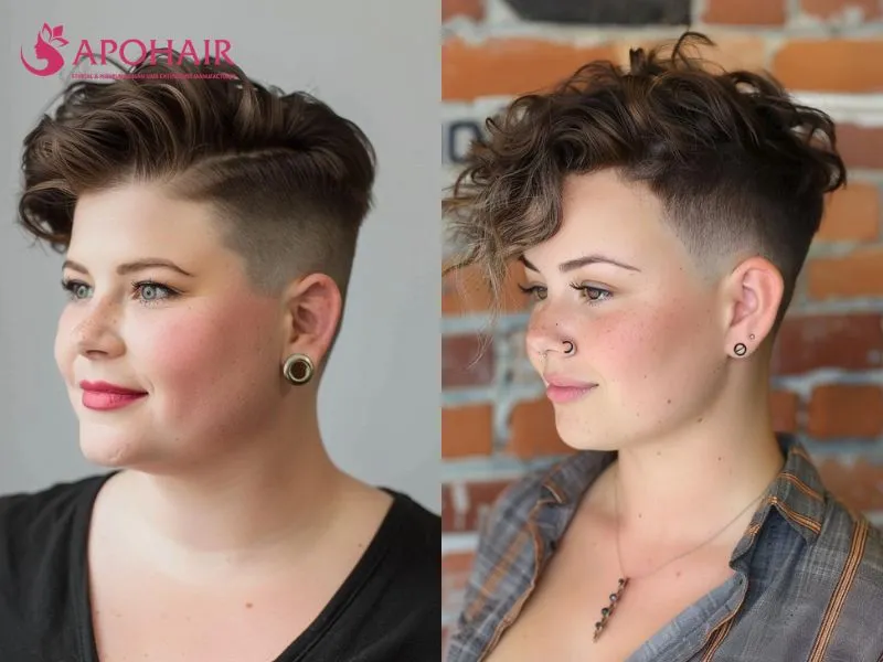 Undercut pixie with faded sides and a long textured top