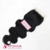 Body wavy closure 5x5 in natural black Vietnamese human hair with loose S-shaped waves and the APOHAIR tag