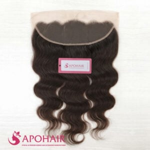 Body Wavy Frontal 13x6 in dark brown Vietnamese human hair, full view