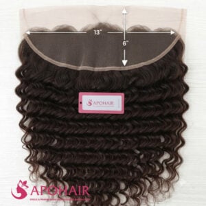 Deep Wavy Frontal 13x6 lace dimensions, 13 inches ear to ear and 6 inches deep, close up