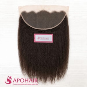 Kinky Straight Frontal 13x6 in dark brown Vietnamese human hair, full view