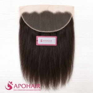 Natural Straight Frontal 13x6 in dark brown Vietnamese human hair, full view