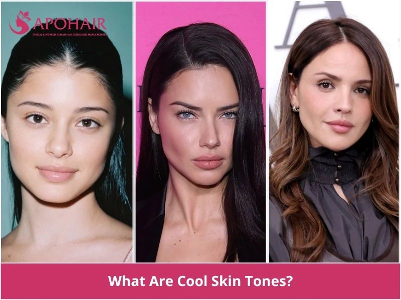Three women with fair to medium skin and a pink or rosy cast beneath it, a visual example of cool skin tones
