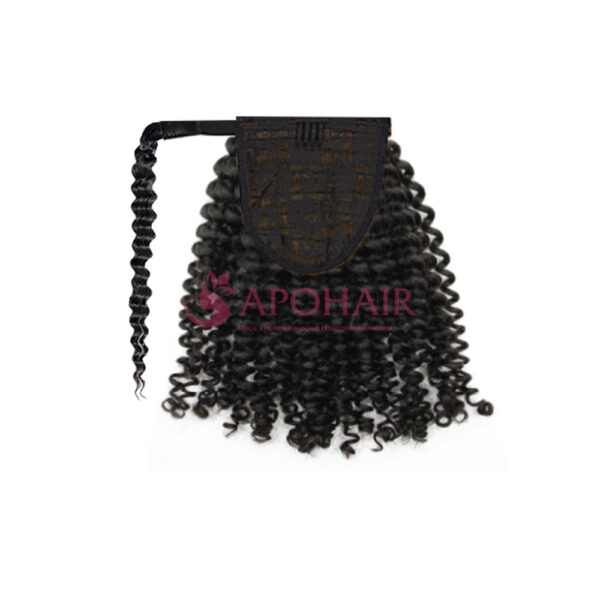 Deep Curly Black Wrap Drawstring Ponytail