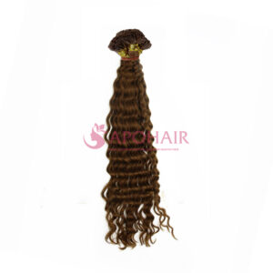 Dark Brown Deep Curly Flat-Tip Hair Extensions