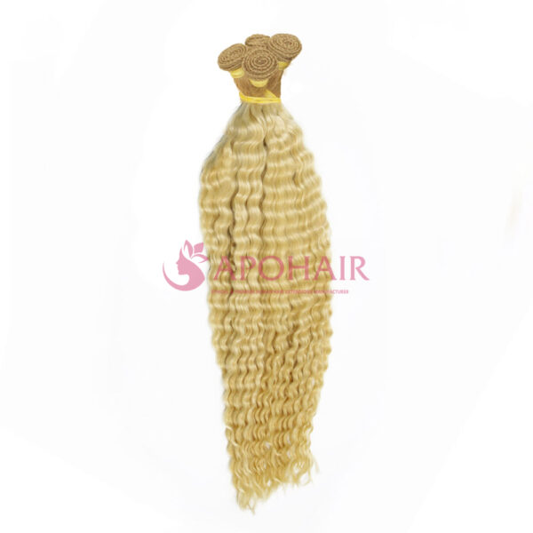 Deep Curly White Blonde Hand-tied Weft