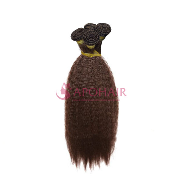 Kinky Straight Dark Brown Hand-tied Weft