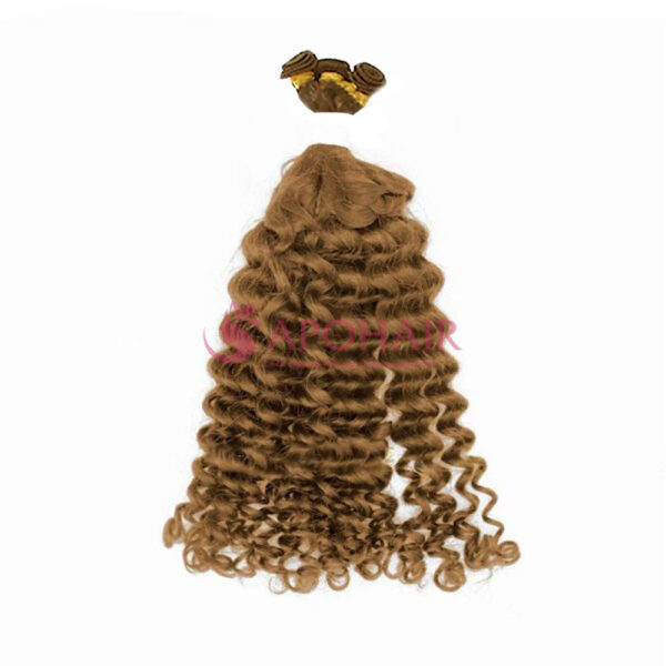 Loose Curly Light Brown Nano Hand Tied Weft