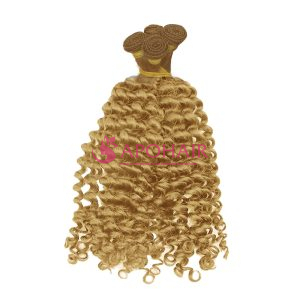 Loose Curly White Blonde Hand-tied Weft