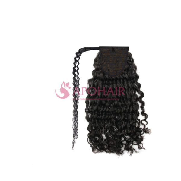 Loose Wavy Black Wrap Drawstring Ponytail