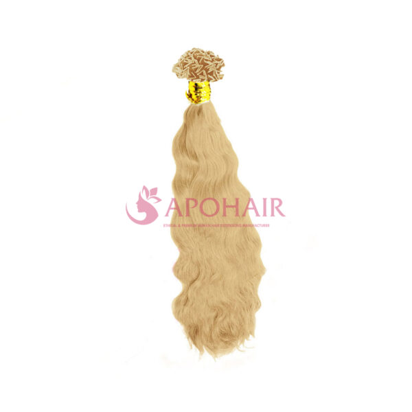 Natural Wavy White Blonde V-Tip Hair Extensions