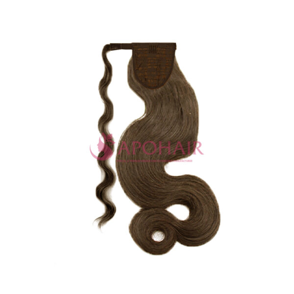 Water Body Wavy Dark Brown Wrap Drawstring Ponytail