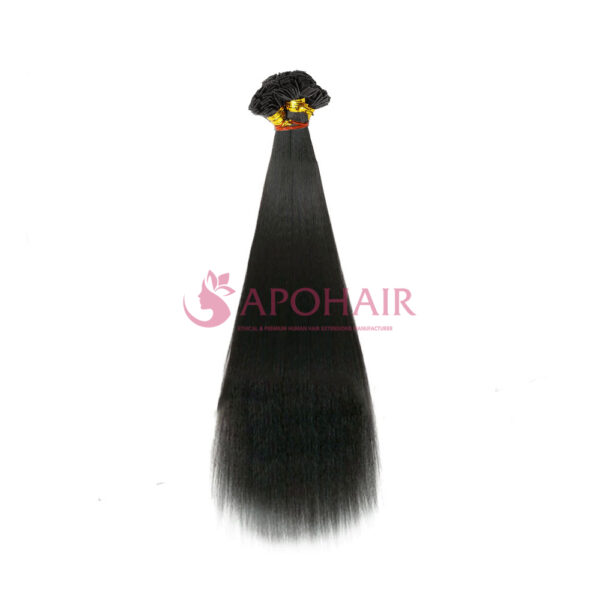 Black Yaki Straight Flat-Tip Hair Extensions