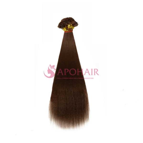 Dark Brown Yaki Straight Flat-Tip Hair Extensions