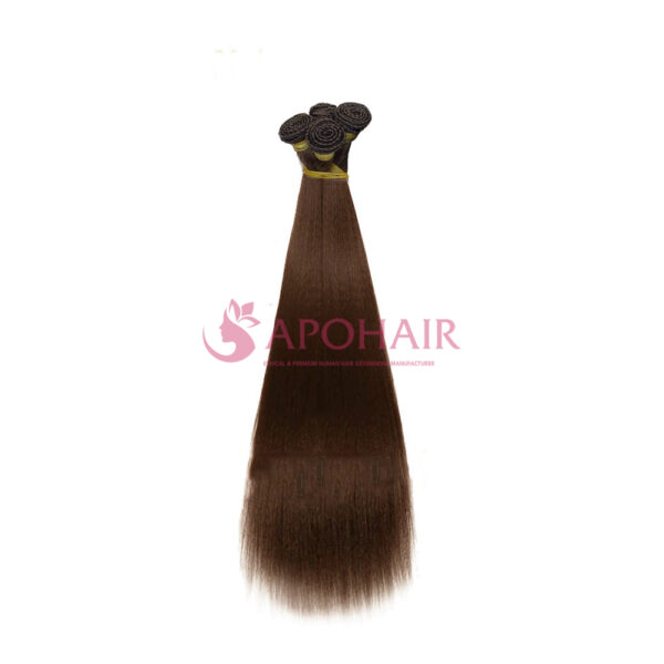 Yaki Straight Dark Brown Hand-tied Weft