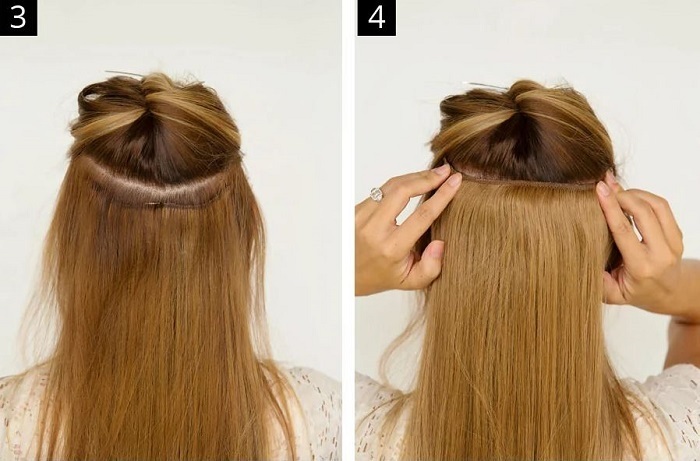 Installation guide: How to use clip in hair extensions in 7 steps 7 Attach largest pieces